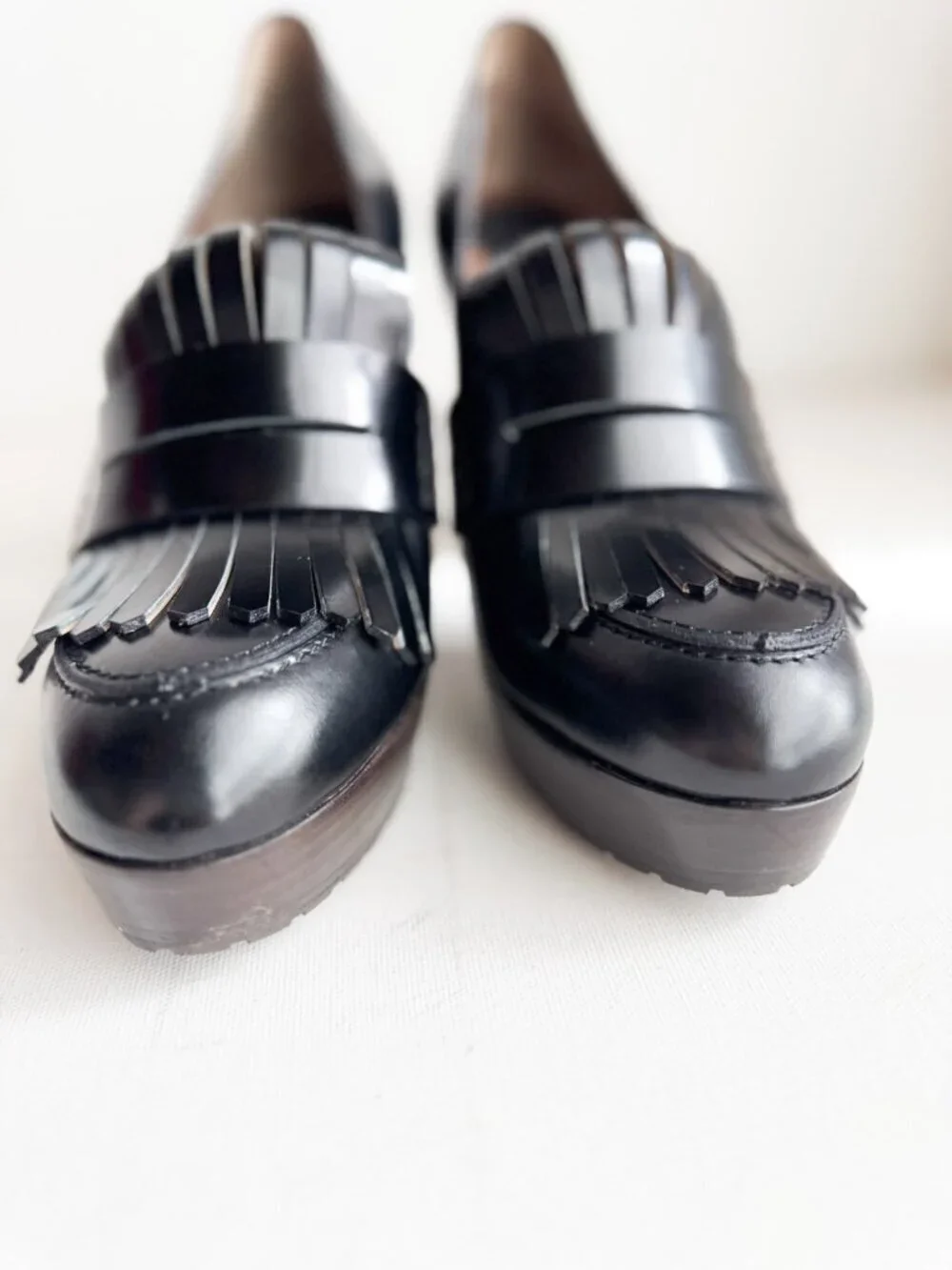 Marni Black Leather Tassle Detail Chunky heel Loafers 39
